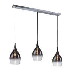 Paul Neuhaus Pilua hængelampe, røg, glas, 100 cm, 3 lyskilder.