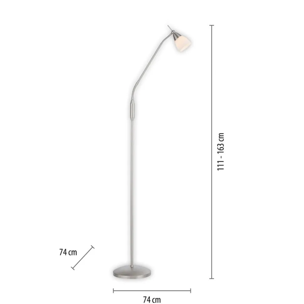 Paul Neuhaus Pino gulvlampe, sølv, 163 cm, dæmpbar, G9