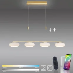 Paul Neuhaus Q-ETIENNE LED-hængelampe 4 lk messing