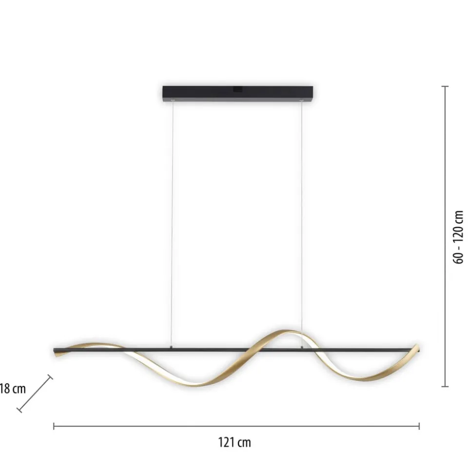 Paul Neuhaus Q-Swing hængelampe, antracit/messing