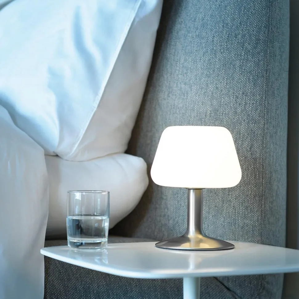 Paul Neuhaus Till bordlampe, stålfarvet, glas, dæmpbar