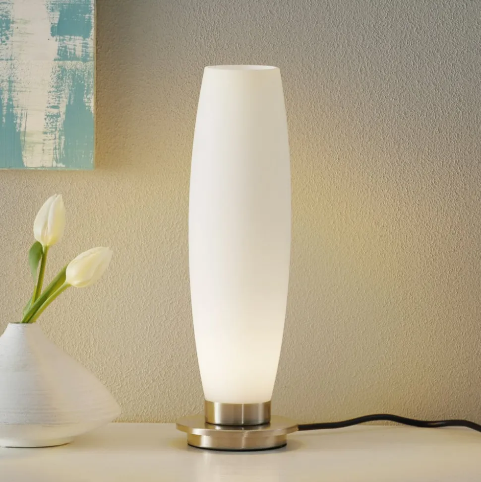 Paul Neuhaus Tyra bordlampe, glas, Ø 10 cm, dæmpbar, G9