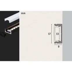 Paulmann Base aluminiumprofil med diffusor, 200 cm