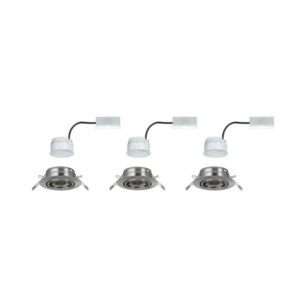 Paulmann Base, LED-indbygningsspot, 3 sæt, jern