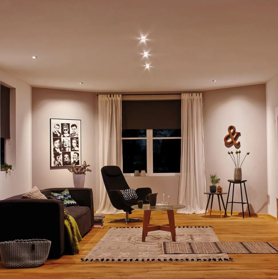 Paulmann Base, LED-indbygningsspot, 3 sæt, jern