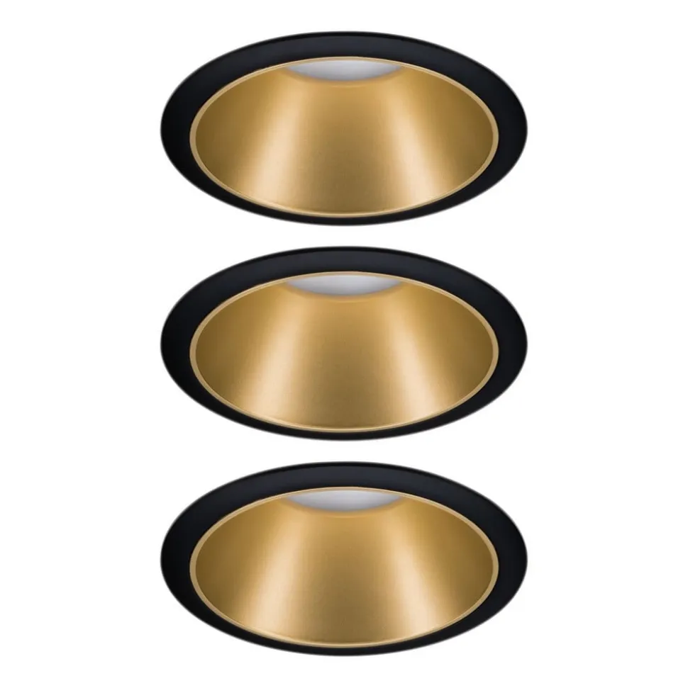 Paulmann Cole LED-spot, guld-sort, 3-pak