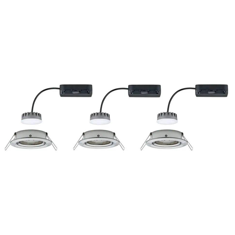 Paulmann 3-delt Slim Coin, vippelig, dæmpbar, jern