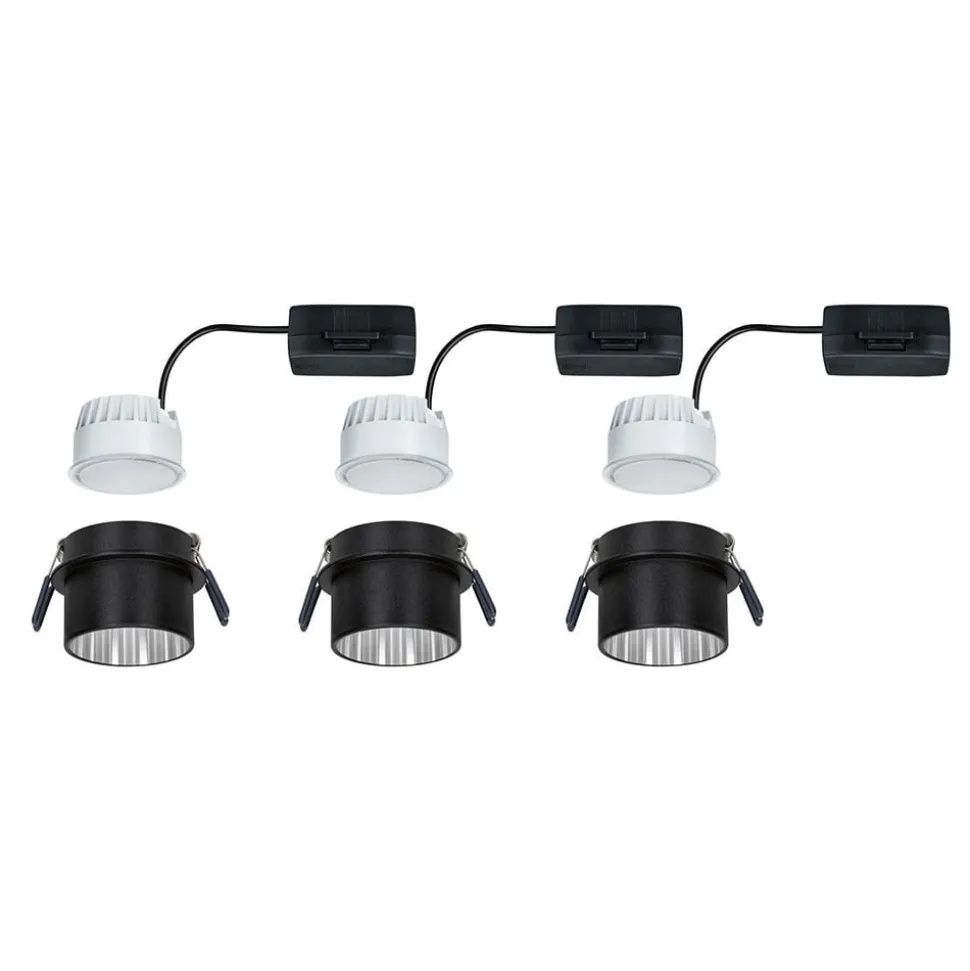 Paulmann Gil LED-indbygning, mat sort/jer, 3 stk