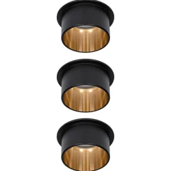 Paulmann Gil LED-indbygning, mat sort/guld, 3 stk