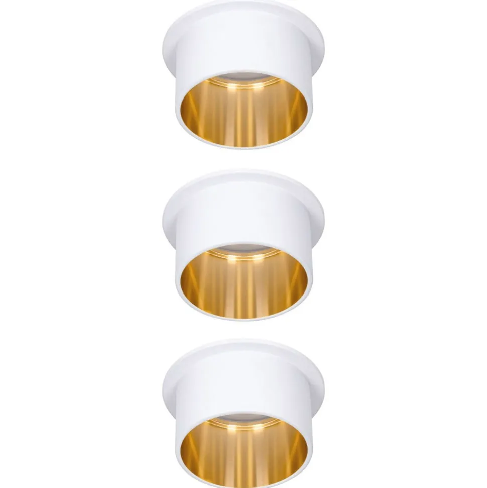 Paulmann Gil LED-indbygning mat hvid/guld, 3 stk