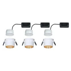 Paulmann Gil LED-indbygning mat hvid/guld, 3 stk