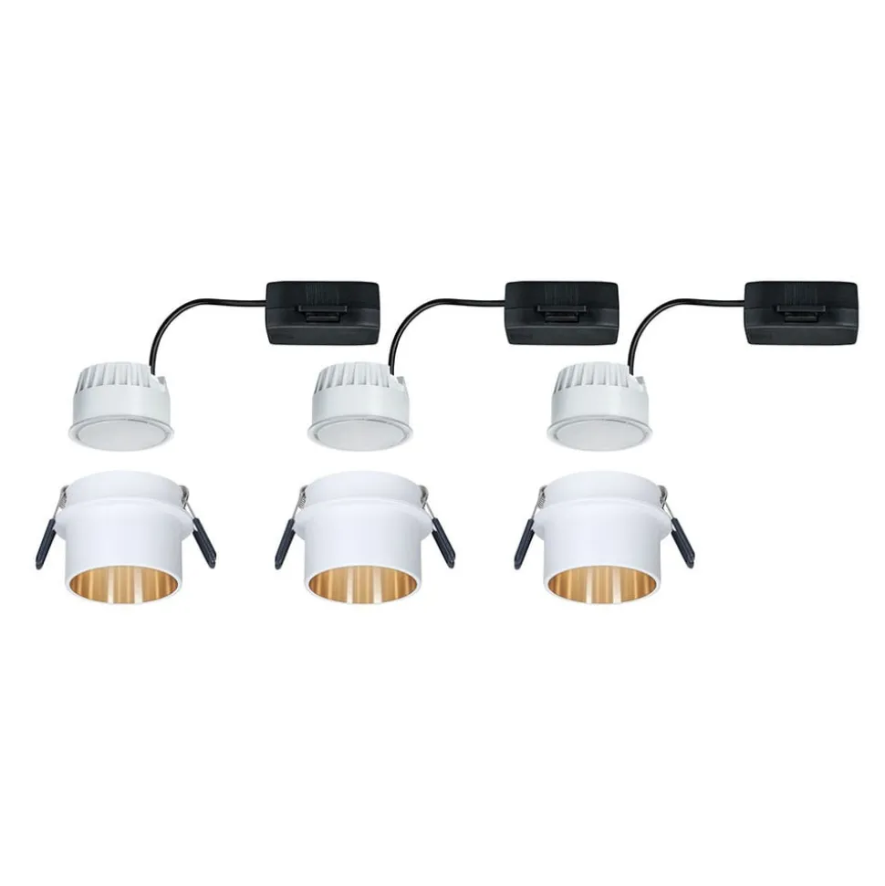 Paulmann Gil LED-indbygning mat hvid/guld, 3 stk