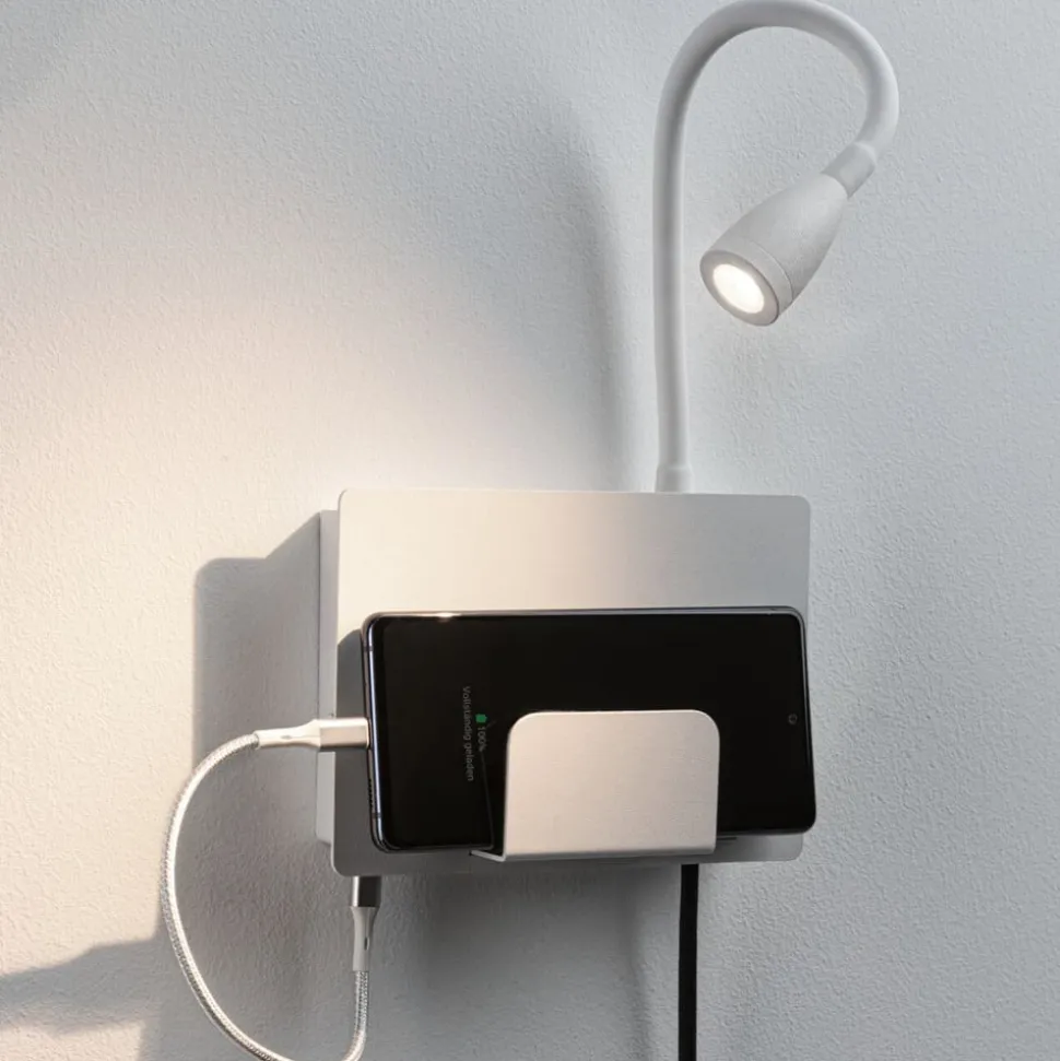 Paulmann Halina USB LED-væglampe, fleksibel arm hvid