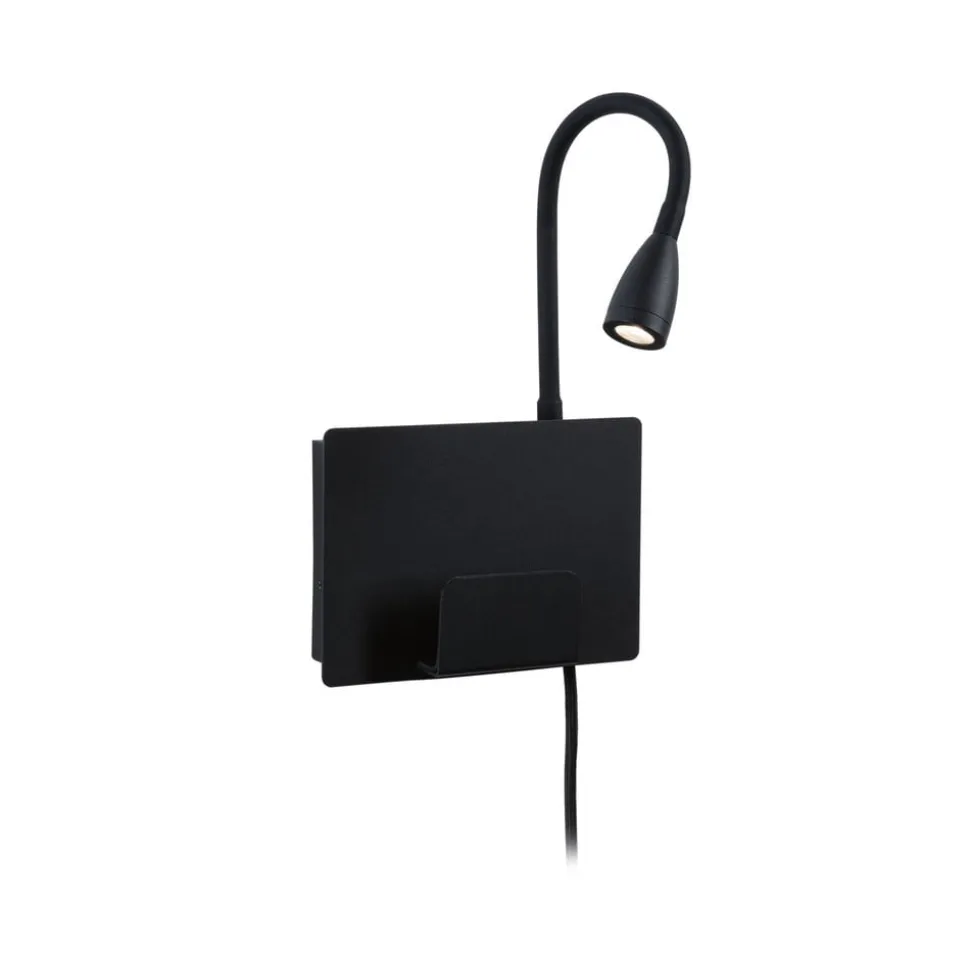 Paulmann Halina USB LED-væglampe, fleksibel arm sort