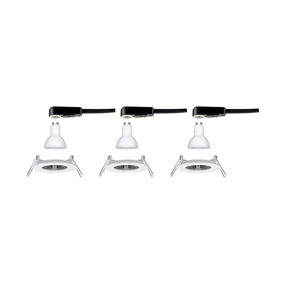Paulmann indbygningslampe Nova, hvid Ø 8 cm GU10-LED IP44 3-pak