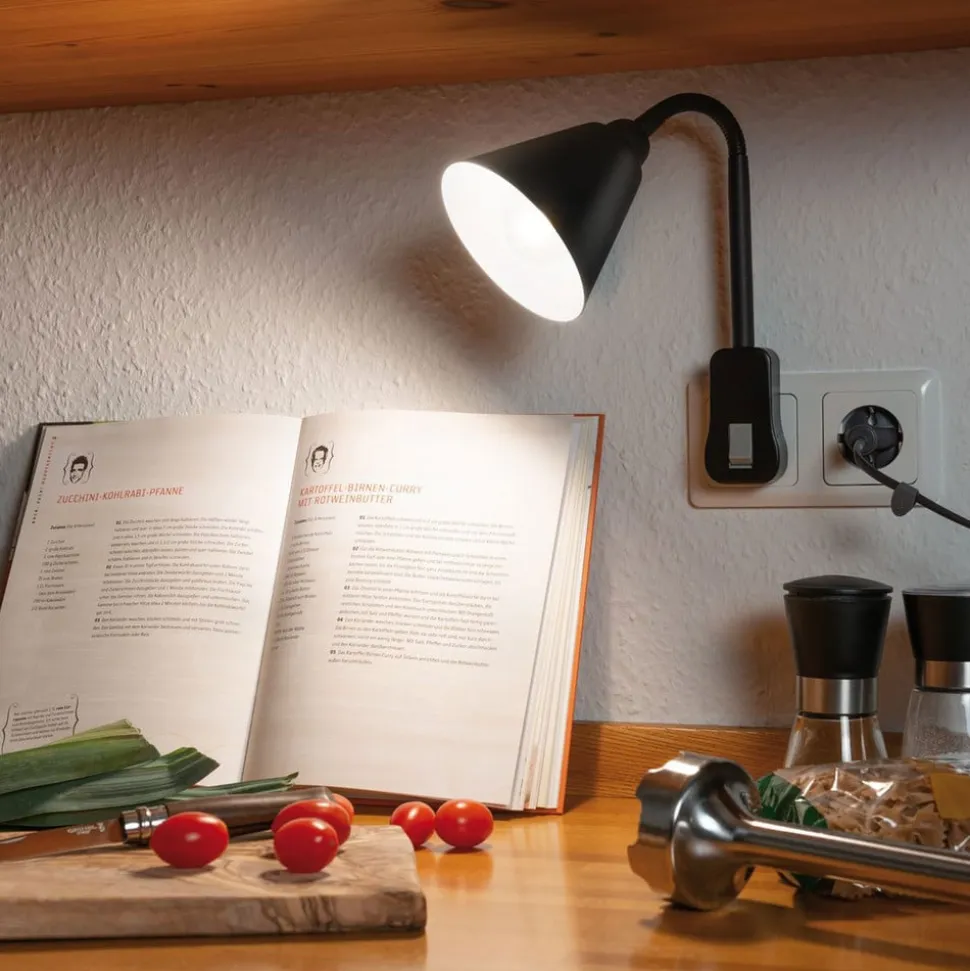 Paulmann Junus stiklampe med fleksibel arm, sort