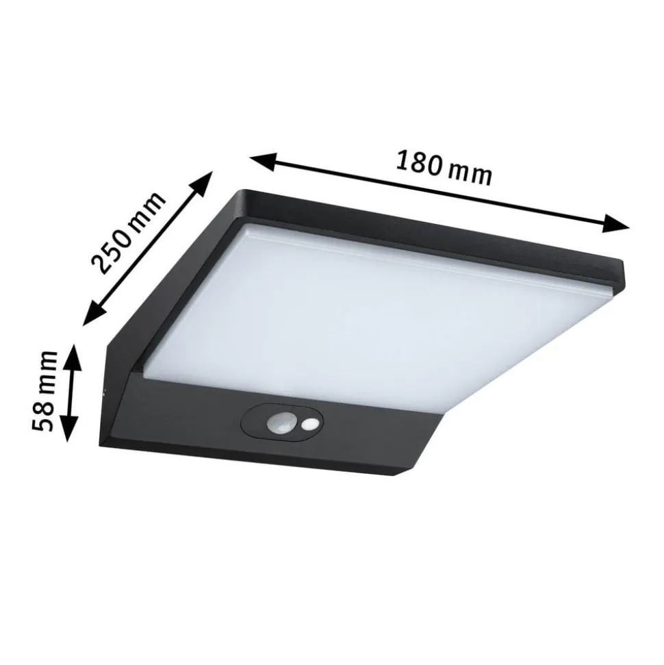 Paulmann LED solcelle-væglampe Ronas, sensor, dybde 25