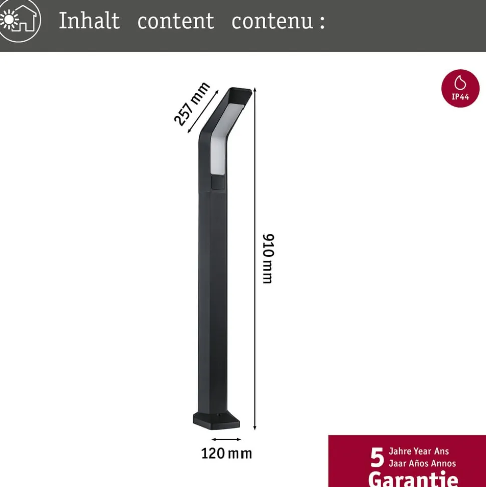Paulmann LED stibelysning Merano, sensor, aluminium, antracit