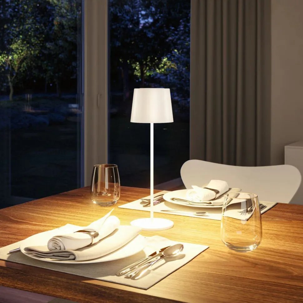 Paulmann LED-bordlampe Gilo, hvid, plast, IP44