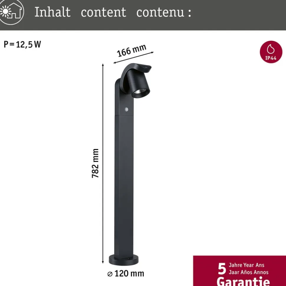 Paulmann LED-gadelampe Cuff, aluminium, sensor, antracit
