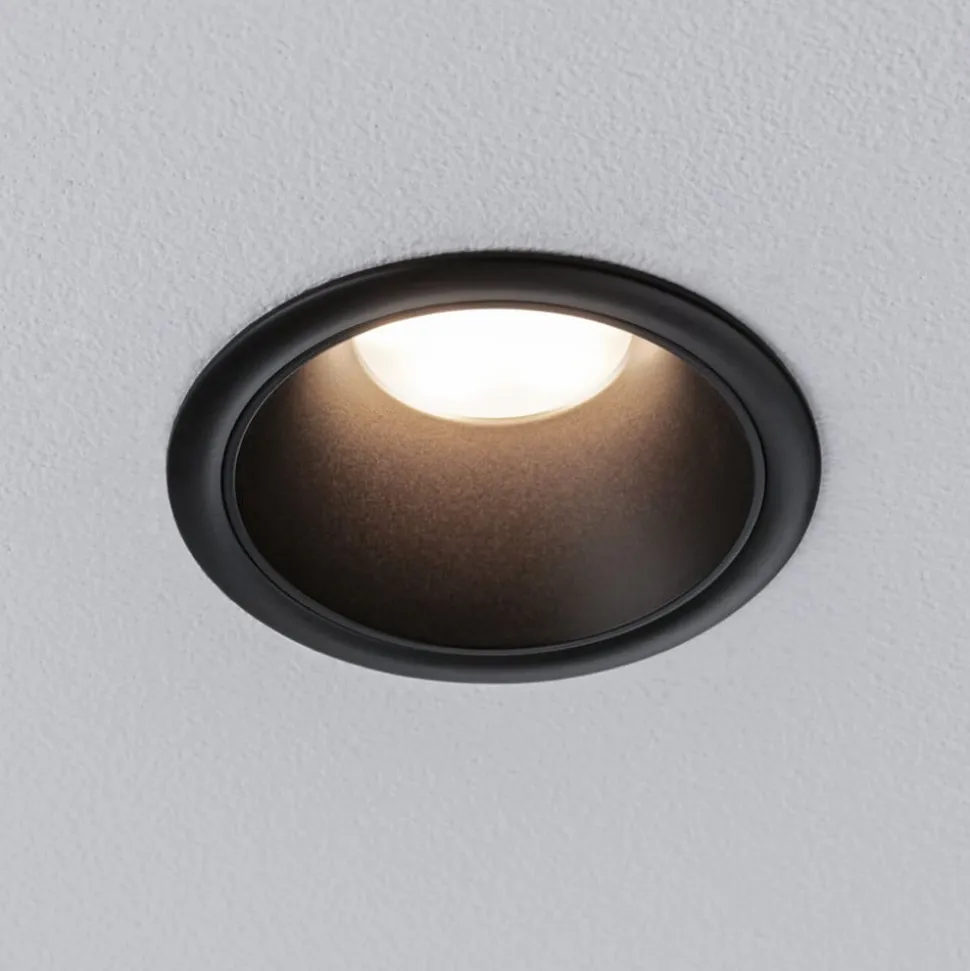 Paulmann LED-indbygningslampe Cole Coin sort Ø9cm IP44 dæmpbar 3 stk.