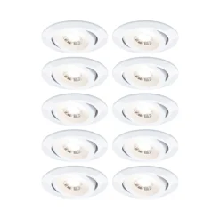 Paulmann LED-indbygningslampe, hvid Ø 8 cm 4,8 W tænd/sluk 10-pak