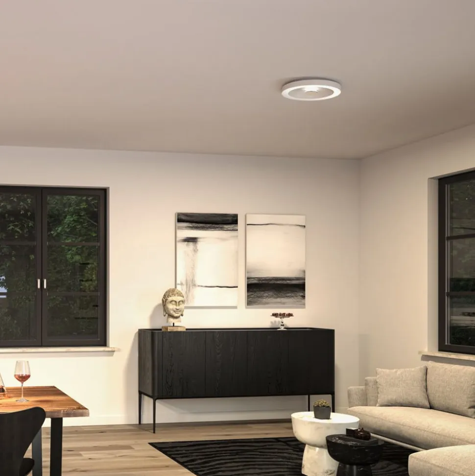 Paulmann LED-loftlampe Volea, hvid/sølv Ø 40 cm IP44 dæmpbar