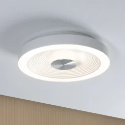 Paulmann LED-loftlampe Volea, hvid/sølv Ø 32 cm IP44 dæmpbar