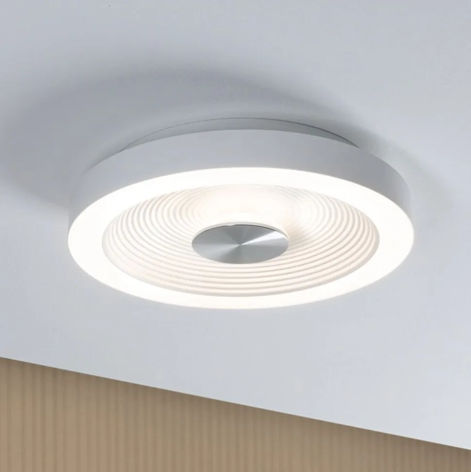 Paulmann LED-loftlampe Volea, hvid/sølv Ø 32 cm IP44 dæmpbar