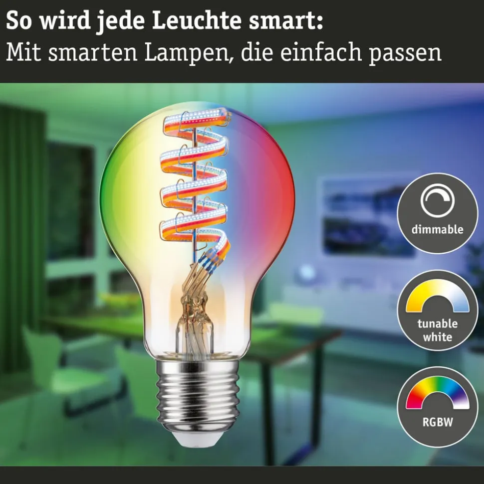 Paulmann LED-pære ZigBee E27 6,3W RGBW dim guld