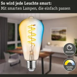 Paulmann LED-rustik pære ZigBee E27 7,5W CCT guld