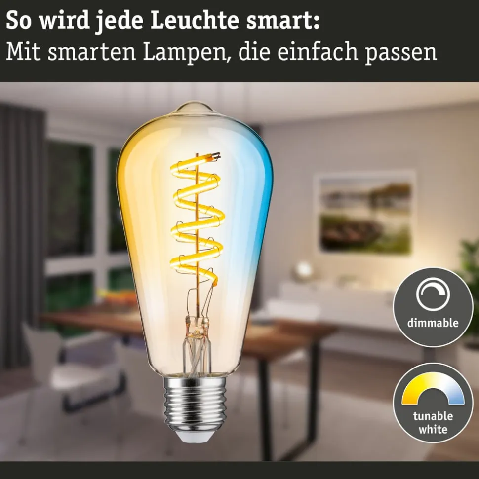 Paulmann LED-rustik pære ZigBee E27 7,5W CCT guld