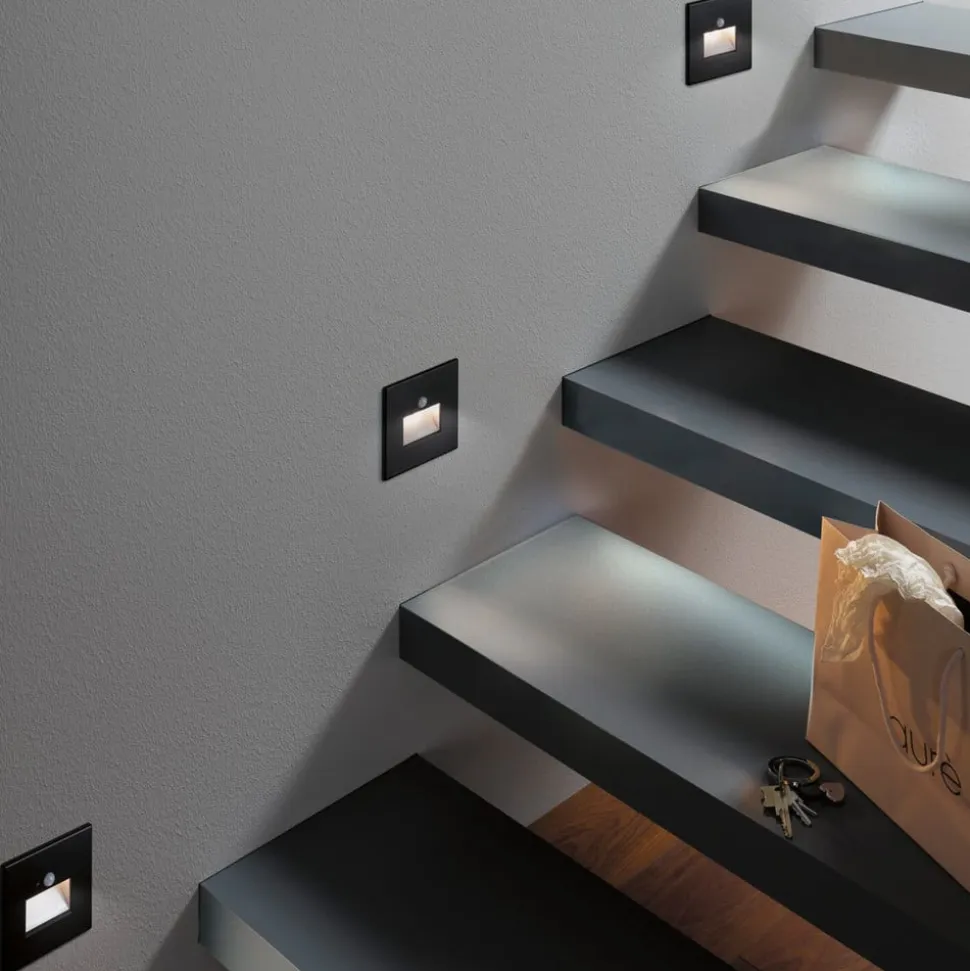 Paulmann LED-sensor-vægindbygningslampe Edge Quadro sort 8 cm