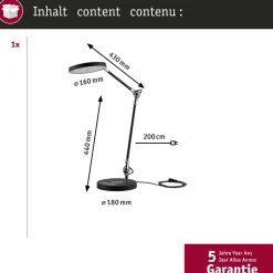 Paulmann LED-skrivebordslampe Numis, sort, dæmpbar, CCT