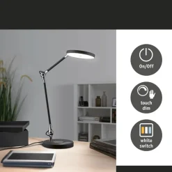 Paulmann LED-skrivebordslampe Numis, sort, dæmpbar, CCT
