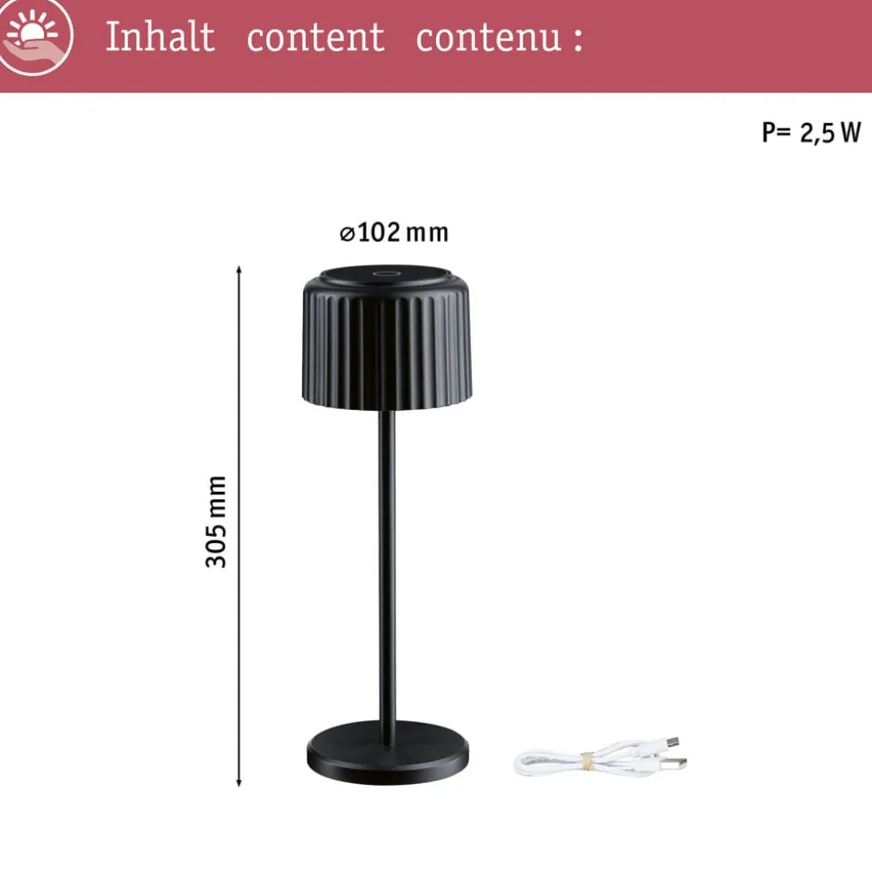 Paulmann LED-solcellelampe Else, sort, IP44 dæmpbar