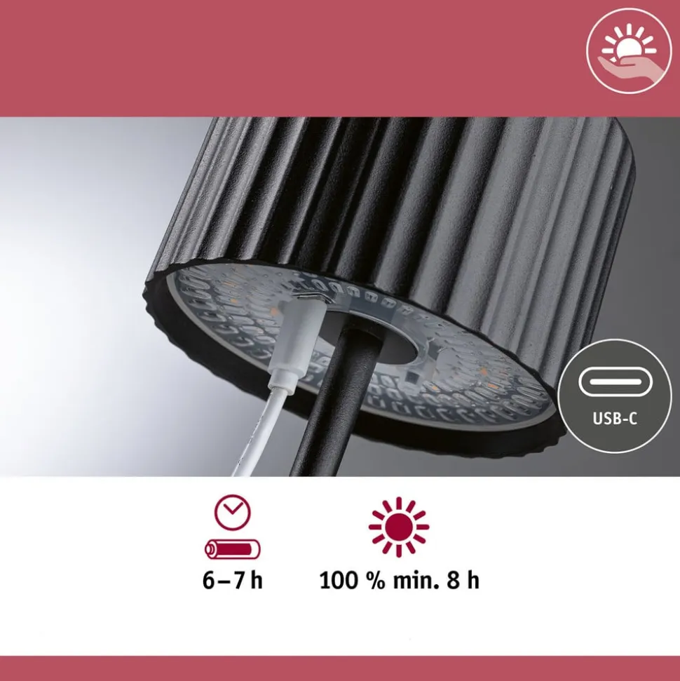 Paulmann LED-solcellelampe Else, sort, IP44 dæmpbar