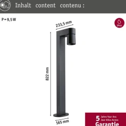 Paulmann LED-stibelysning Kimu 1, antracit, 2.200 K