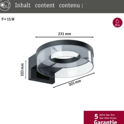 Paulmann LED-væglampe Capera, antracit, CCT, IP44