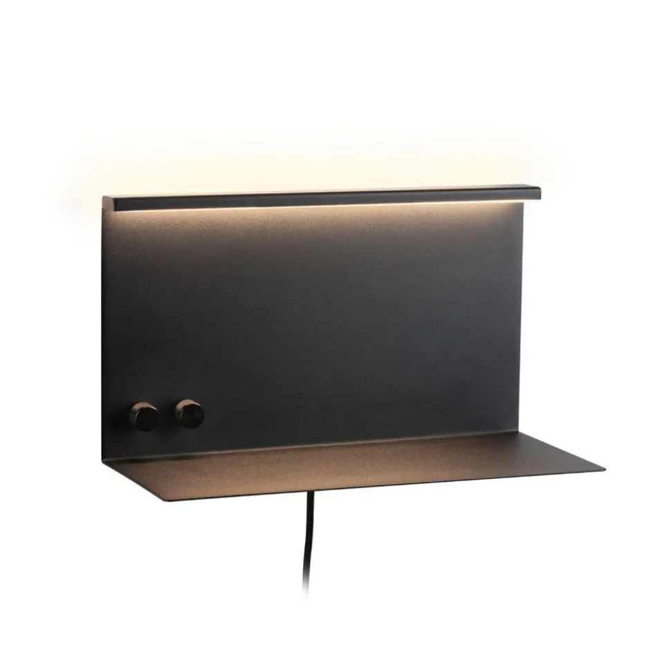 Paulmann LED-væglampe Jarina sort 35 cm hylde USB-port