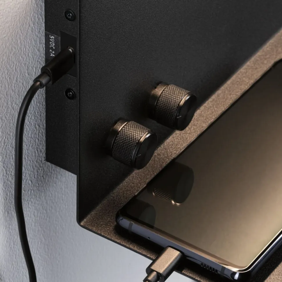 Paulmann LED-væglampe Jarina sort 35 cm hylde USB-port