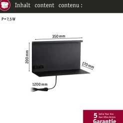 Paulmann LED-væglampe Jarina sort 35 cm hylde USB-port