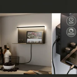 Paulmann LED-væglampe Jarina sort 35 cm hylde USB-port