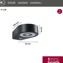 Paulmann LED-væglampe Silma antracit 1 lyskilde IP44