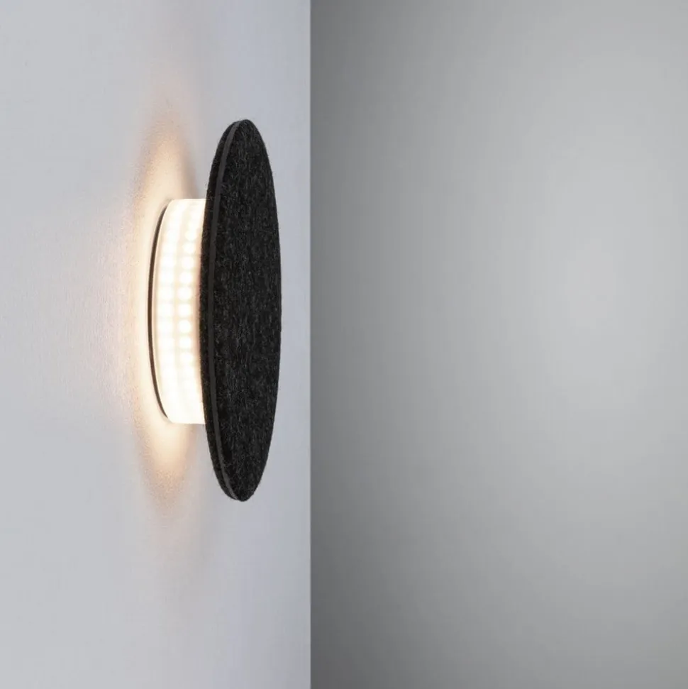 Paulmann LED-væglampe Tulga, Ø 20 cm, antracit, filt