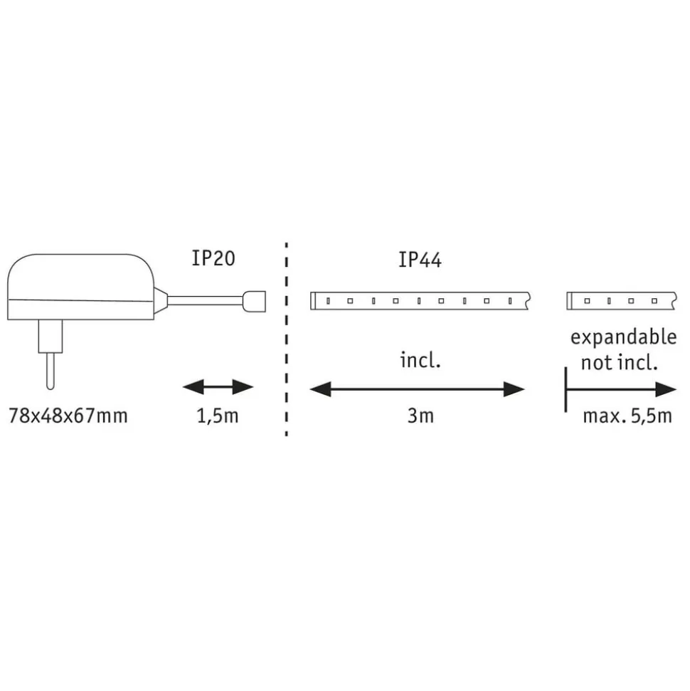 Paulmann MaxLED 250 basissæt IP44 2.700 K 3 m
