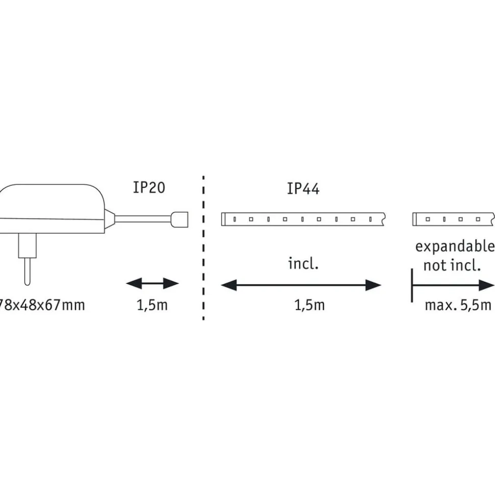 Paulmann MaxLED 250 basissæt IP44 2.700 K 1,5 m