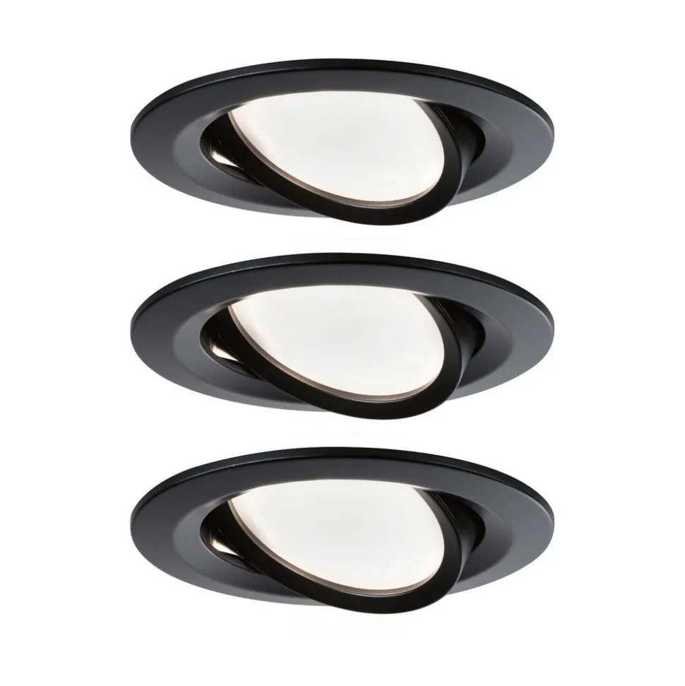 Paulmann Nova Coin 3x rund dæmpbar/svingbar sort