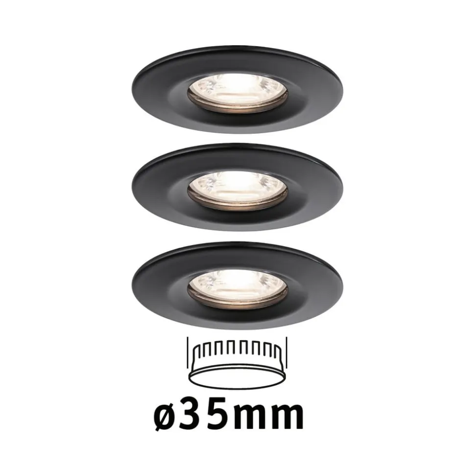 Paulmann Nova Mini indbygningsspot, 3, stift, sort