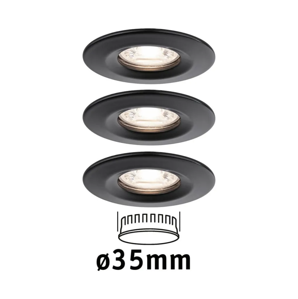 Paulmann Nova Mini indbygningsspot, 3, stift, sort